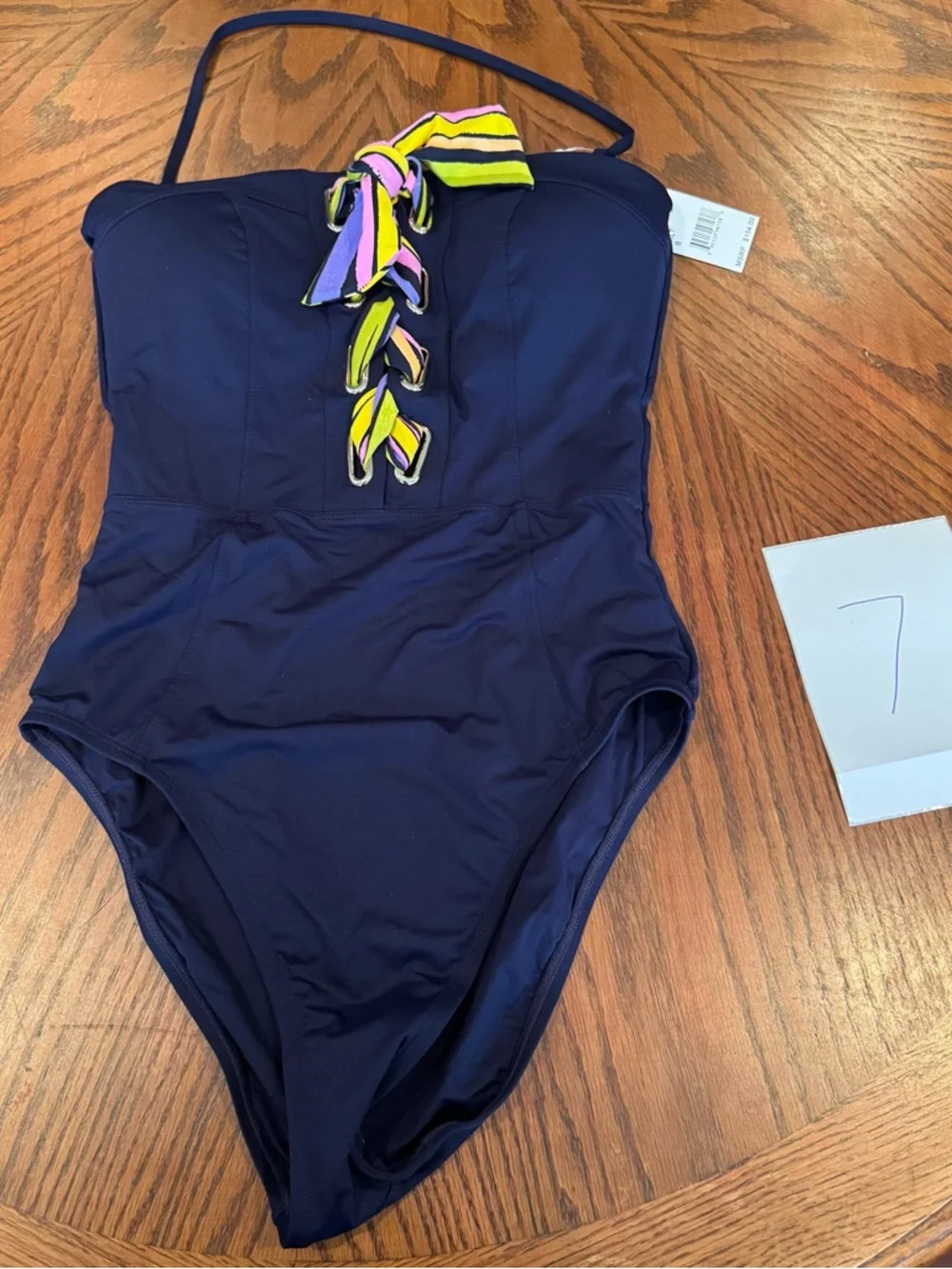 NWT $154 Sz 8 Trina Turk‎ Bal Harbour Solid Lace Up One Piece